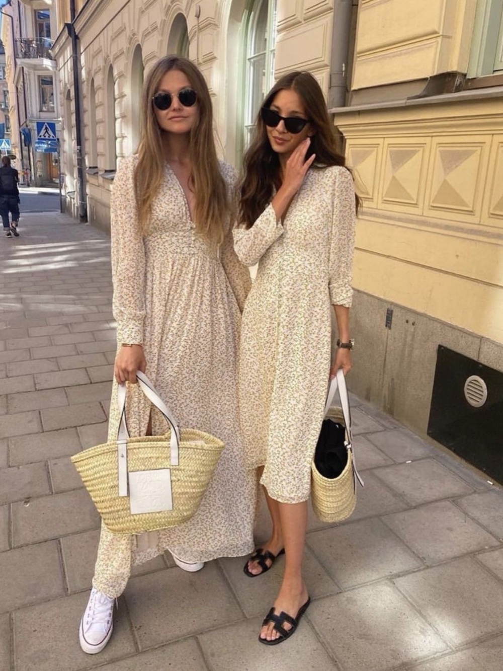 Cream Floral Maxi Dress with V-Neck - Elegant Everyday Style